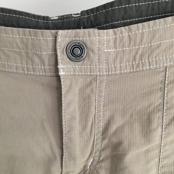 KUHL Beige/Taupe Drawstring Waistband Floral Embroidery Active Bermuda Shorts - Picture 5 of 15